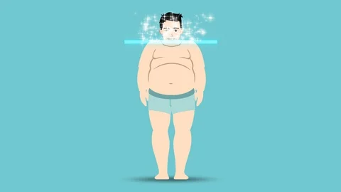 Conceptual 2d fat to slim transform animation of men figure model Stock Footage 130162041