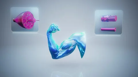 Conceptual 3D animation of biceps muscle anatomy Stock Footage 341278028