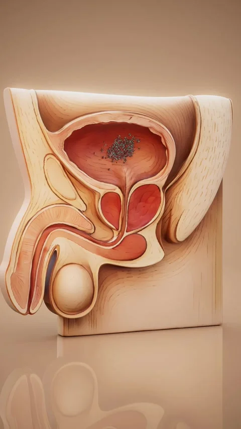 Conceptual 3D animation of bladder cancer with anatomical cross section Stock Footage 337393546
