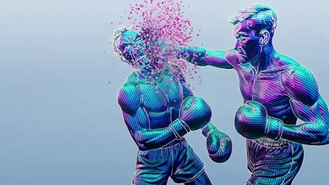Conceptual 3D animation of a boxing knockout Stock Footage 321679562