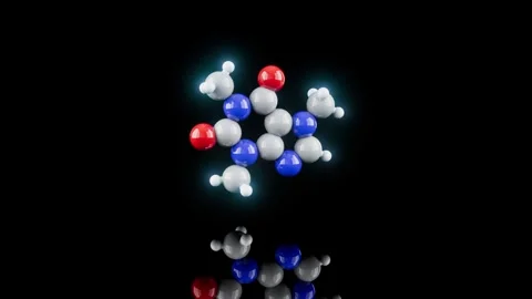 Conceptual 3D animation of a caffeine molecule Stock Footage 331769144