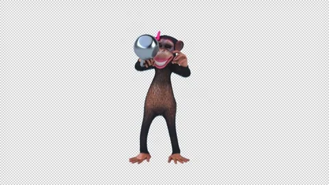 Conceptual 3D animation of a cartoon monkey lifting a kettlebell Stock Footage 330851236