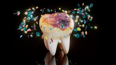 Conceptual 3D animation of a decayed tooth and bacteria Stock Footage 321275508