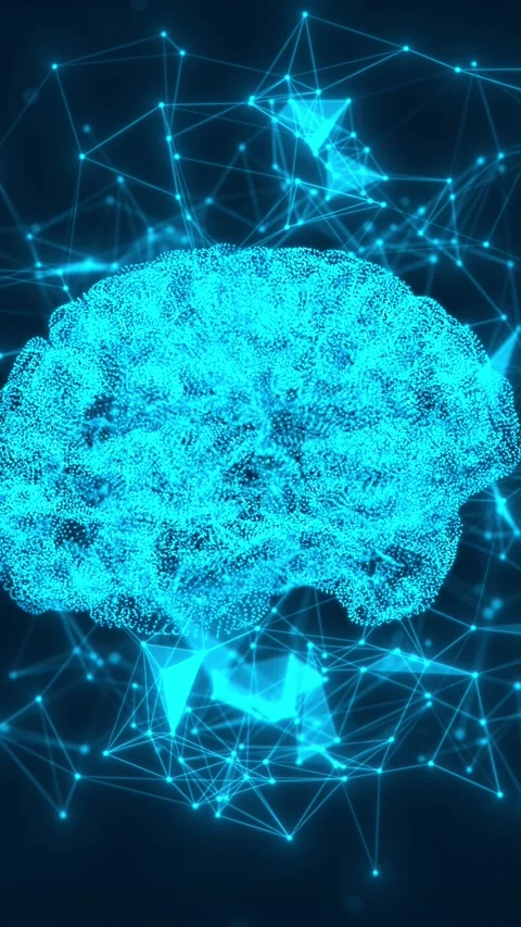 Conceptual 3D animation of Digital Brain hologram Vertical looped video Vídeos de archivo 226368238