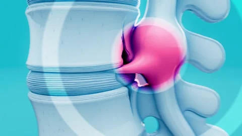 Conceptual 3D animation of a herniated disk in the lumbar spine Vídeos de archivo 317979853