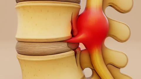 Conceptual 3D animation of a herniated disk in the lumbar spine Stock Footage 317979875
