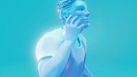 Conceptual 3D animation of a man suffering from a toothache Stock Footage 320861576