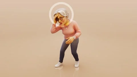 Conceptual 3D animation of an old lady with Alzheimers disease Stock Footage 321679483