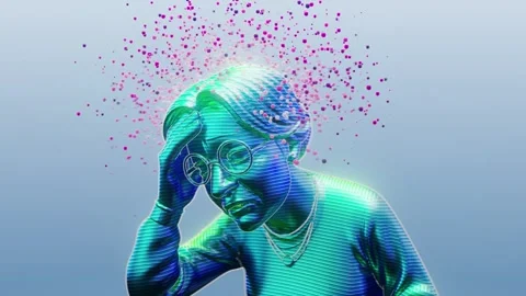 Conceptual 3D animation of an old lady with Alzheimers disease Stock Footage 321679493