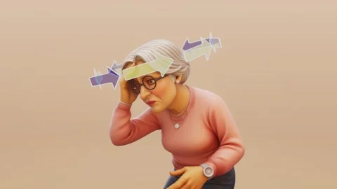 Conceptual 3D animation of an old lady with Alzheimers disease Stock Footage 321679498