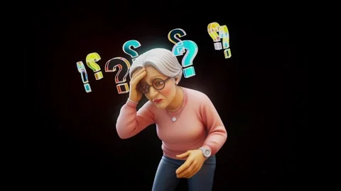 Conceptual 3D animation of an old lady with Alzheimers disease Stock Footage 321679505