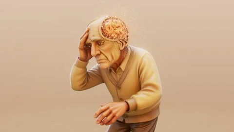 Conceptual 3D animation of an old man with brain aging Stock Footage 321679517