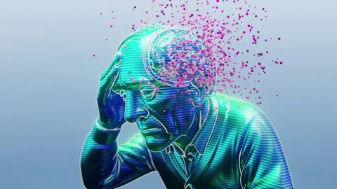 Conceptual 3D animation of an old man with brain aging Stock Footage 321679527