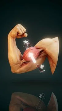 Conceptual 3D animation of a skinned arm with biceps anatomy Stockillustratie