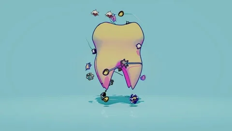 Conceptual 3D animation of a tooth and bacteria Stock Footage 310950002