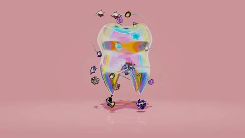 Conceptual 3D animation of a tooth and bacteria Stock Footage 310950036