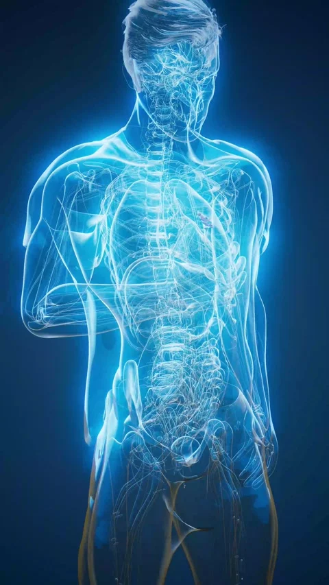 Conceptual 3D animation of an x-ray man with lung cancer Stock Footage 337870332