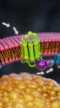 Conceptual 3D illustration of adrenaline triggering fat breakdown in an adipo Stockillustratie