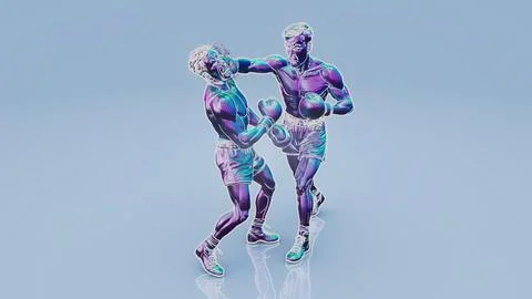 Conceptual 3D illustration of a boxing knock out Stock Illustration