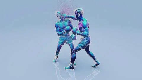 Conceptual 3D illustration of a boxing knock out Stock Illustration