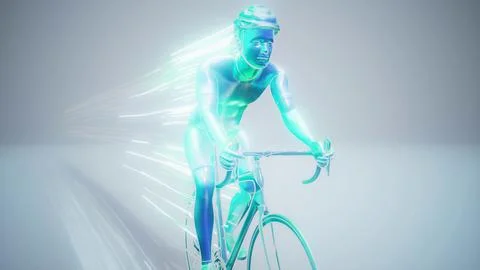 Conceptual 3D illustration of a cyclist motion design Stock Illustration