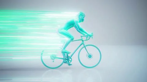 Conceptual 3D illustration of a cyclist motion design Stock Illustration