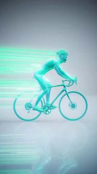 Conceptual 3D illustration of a cyclist motion design Stock Illustration