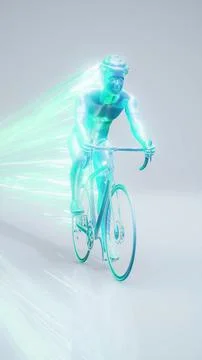 Conceptual 3D illustration of a cyclist motion design Stock Illustration