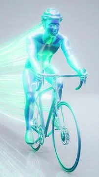 Conceptual 3D illustration of a cyclist motion design Stock Illustration