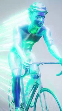Conceptual 3D illustration of a cyclist motion design Stock Illustration