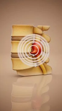 Conceptual 3D illustration of a herniated disc in the lumbar spine Stock Illustration