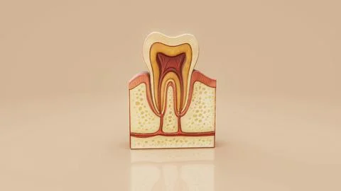Conceptual 3D illustration of a human tooth anatomy Stock Illustration