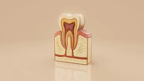 Conceptual 3D illustration of a human tooth anatomy Stock Illustration