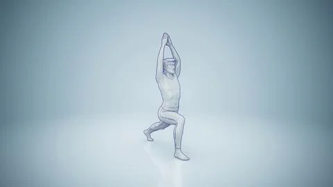 Conceptual 3D illustration of a man practicing yoga virabhadrasana pose Stock Illustration
