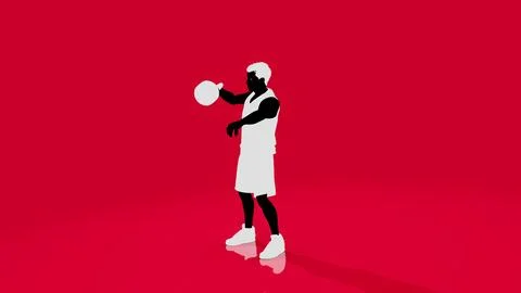 Conceptual 3D illustration of a man training with a kettlebell Stock Illustration