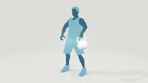 Conceptual 3D illustration of a man training with a kettlebell Stock Illustration