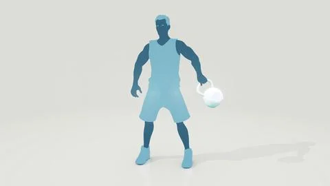Conceptual 3D illustration of a man training with a kettlebell Stock Illustration