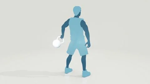 Conceptual 3D illustration of a man training with a kettlebell Stock Illustration