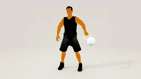 Conceptual 3D illustration of a man training with a kettlebell Stock Illustration