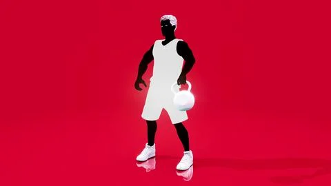 Conceptual 3D illustration of a man training with a kettlebell Stock Illustration