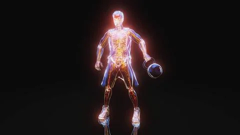 Conceptual 3D illustration of a man training with a kettlebell Stock Illustration