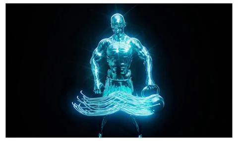 Conceptual 3D illustration of a man training with a kettlebell Stock Illustration