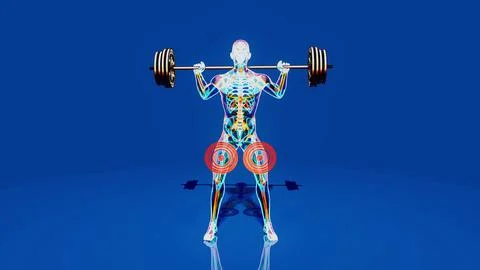 Conceptual 3D illustration of a man's doing squats Stock Illustration