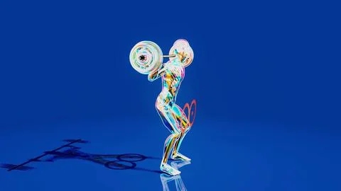 Conceptual 3D illustration of a man's doing squats Stock Illustration