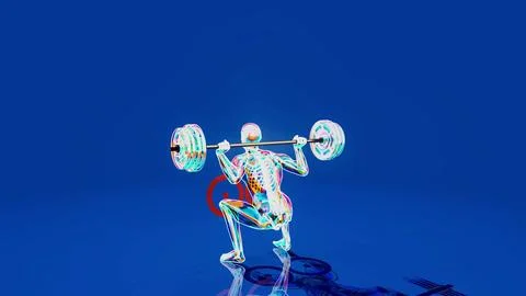 Conceptual 3D illustration of a man's doing squats Illustrazione stock