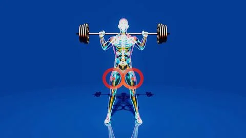 Conceptual 3D illustration of a man's doing squats Stock Illustration