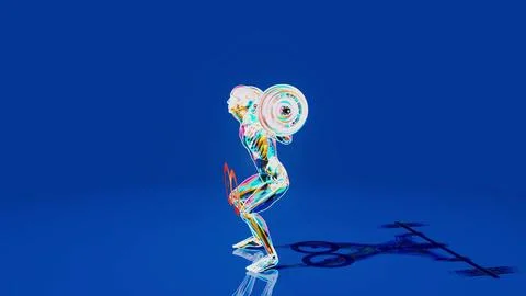 Conceptual 3D illustration of a man's doing squats Illustrazione stock