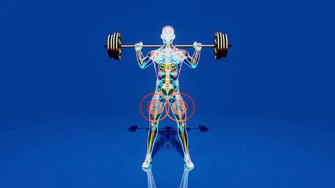 Conceptual 3D illustration of a man's doing squats 스톡 일러스트