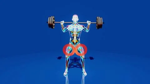 Conceptual 3D illustration of a man's doing squats 스톡 일러스트