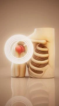 Conceptual 3D illustration of shoulder inflammation in vertical format Stock Illustration